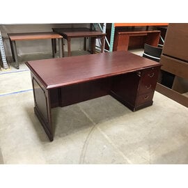 36x72x30” Cherry color right pedestal desk - wear throughout 3/2/26