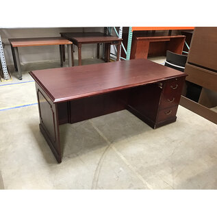 36x72x30” Cherry color right pedestal desk - wear throughout 3/2/26