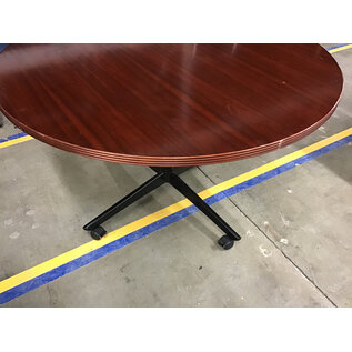 48” Cherry color round table on castors - some wear 3/5/26