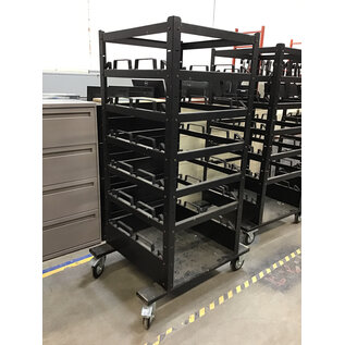32x30x73” Steel 18 slot stanchion cart - slight wear. Large locking castors 7/20/26