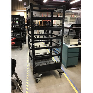 32x30x73” Steel 18 slot stanchion cart - slight wear. Large locking castors 7/20/26