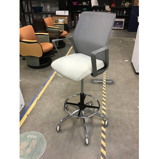 Beige cushioned seat grey mesh back adjustable height high chair - does not recline 3/17/26