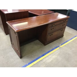 21x72x31” Cherry wood color credenza with 2 drawer lateral file cabinet right pedestal - hutch available 3/17/26