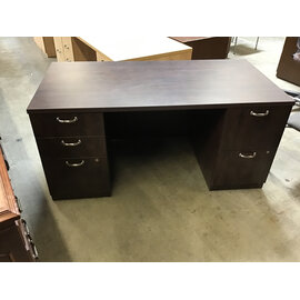 30x60x28 1/2” Dark wood laminate double pedestal desk 4/14/26