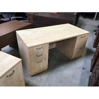 30x60x28 1/2” Blonde wood laminate double pedestal desk 3/19/26