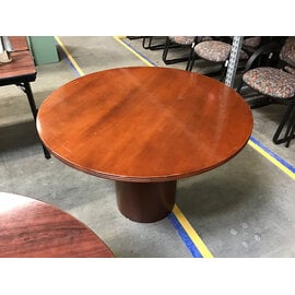 42” Light cherry color round table large pedestal- some wear throughout 3/24/26