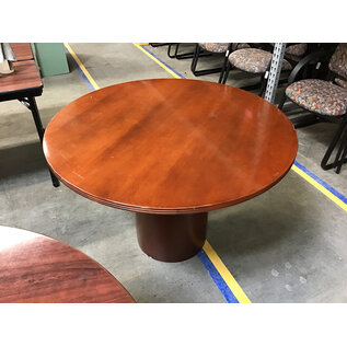 42” Light cherry color round table large pedestal- some wear throughout 3/24/26