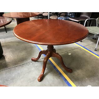 42” Light cherry wood round single pedestal table - light scuffs 3/24/26