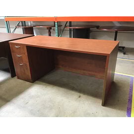 30x66x28 1/2” Light cherry color laminate left pedestal desk 4/21/26