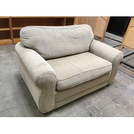 60” Beige fabric oversized lounge chair / loveseat - slight wear 5/8/26