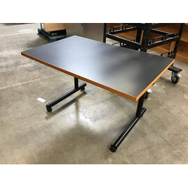 30x48x28 1/2” Black laminate top metal legs work table on castors 5/8/26
