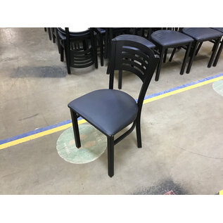 Metal frame padded seat dining chair - some wear throughout, may need reupholstered 5/29/26