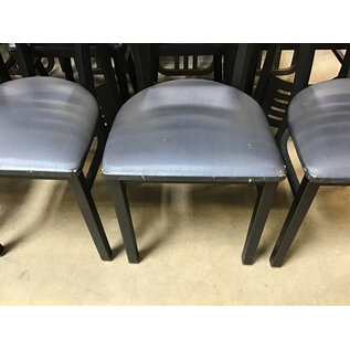 Metal frame padded seat dining chair - some wear throughout, may need reupholstered 5/29/26