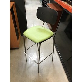 Metal frame green upholstered seat Grand Rapids Chair Company barstool - slight wear