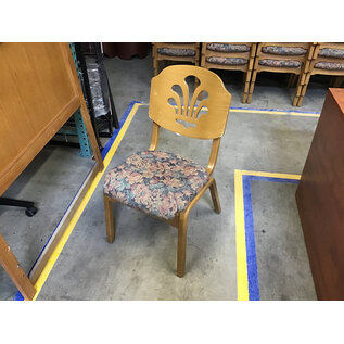 Wood frame floral pattern cushioned seat dining chair - some wear 5/20/26