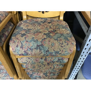 Wood frame floral pattern cushioned seat dining chair - some wear 5/20/26