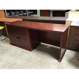 22x72x29” Cherry wood credenza left pedestal 2 drawer lateral file cabinet 6/4/26