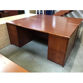 36x72x30” Cherry color double pedestal 5 drawer desk 6/8/26