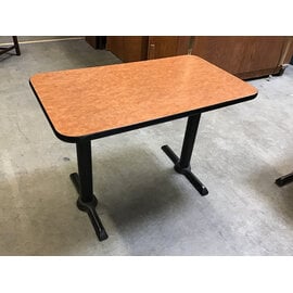 24x42” Brown laminate top black metal legs table - some wear throughout 6/8/26