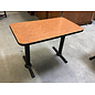 24x42” Brown laminate top black metal legs table - some wear throughout 6/8/26
