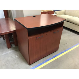 26 1/2x36x35” Cherry color microwave stand w/cabinet on castors 6/8/26