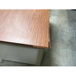 30x60x29” Beige metal double pedestal wood laminate top desk - loose veneer 6/19/26