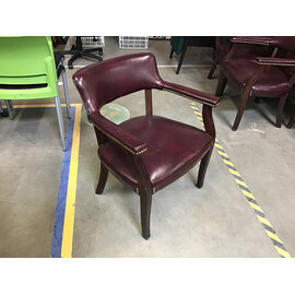 Maroon leather wood frame side chair 7/7/26