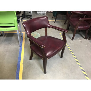 Maroon leather wood frame side chair 7/7/26