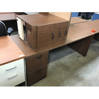 30x72” Dark wood laminate left pedestal L shape desk with 42” right return 7/7/26