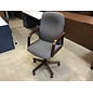Grey fabric cushioned seat wood frame adjustable height desk chair 7/7/26
