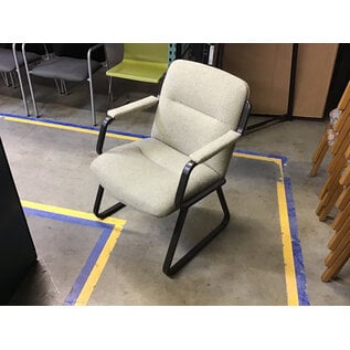 Beige cushioned seat and back metal sled frame side chair 7/7/26