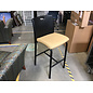 Black plastic back tan vinyl cushioned seat bar height stool 7/10/26