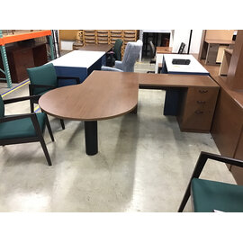 30x72” Dark wood laminate P shaped desk with 24x42” right return 7/27/26