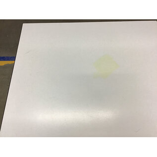 30x30x19” White laminate top metal frame coffee table - slightly worn/stained top 7/27/26
