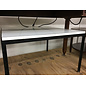 30x30x19” White laminate top metal frame coffee table - slightly worn/stained top 7/27/26