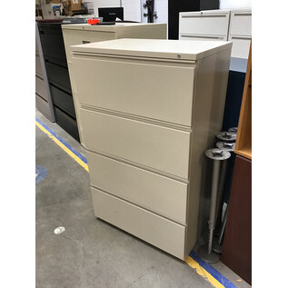 19 1/2x29 1/2x49 1/2” Beige metal 4 drawer lateral file cabinet 7/28/26