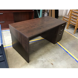 30x60x28 1/2” Dark wood laminate right pedestal desk 7/28/26