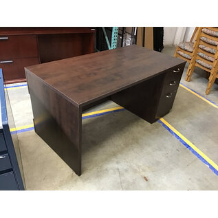 30x60x28 1/2” Dark wood laminate right pedestal desk 7/28/26