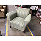 37” Green striped pattern cushioned lounge chair - small stains 8/13/26