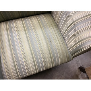 37” Green striped pattern cushioned lounge chair - small stains 8/13/26
