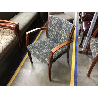 Multicolor leaf pattern fabric cushioned seat wood frame side chair 8/13/26