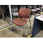 Maroon and tan pattern fabric cushioned side chair on castors 8/14/26