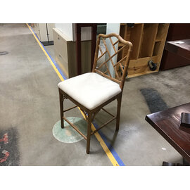 BRAND NEW (old stock) Ballard Designs beige cushioned seat natural oak bar stool - 24” seat height 8/24/26