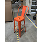 Orange metal bistro stool - 30” seat height - some scratches 8/24/26