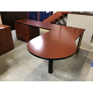 30x72” Cherry color P shape desk with 66” 5 drawer left return 9/2/26