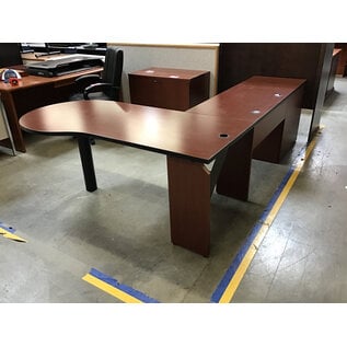 30x72” Cherry color P shape desk with 66” 5 drawer left return 9/2/26