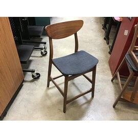 Blue cushioned seat dark wood frame counter height stool - 23” seat height 9/8/26