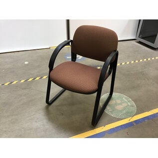 Brown pattern fabric black metal sled frame side chair 9/14/26