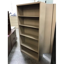 12x36x72” Tan metal bookcase with 4 adjustable shelves 9/18/26