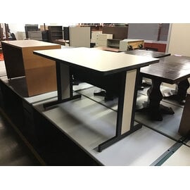 29 1/2x47 1/2x30” Grey laminate black trim computer table - some wear 9/23/26